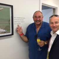 Chubby Chandler alongside ISM cricket director and Lancashire legend Neil Fairbrother at Old Trafford for the third Ashes Test